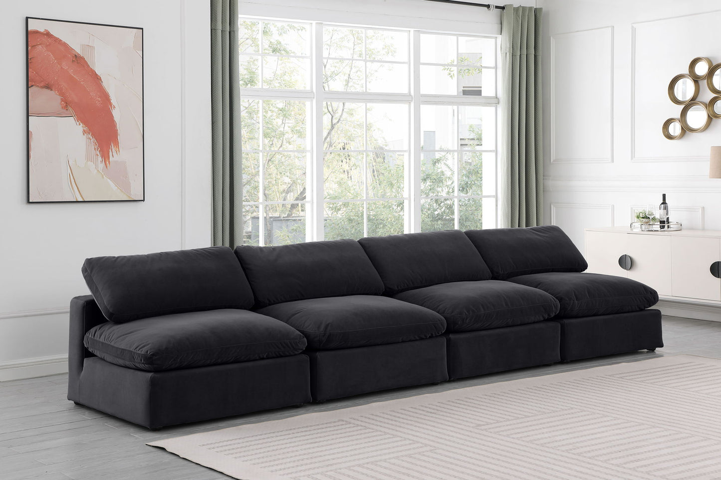 Comfy - Velvet Modular Armless Sofa 4 Seats