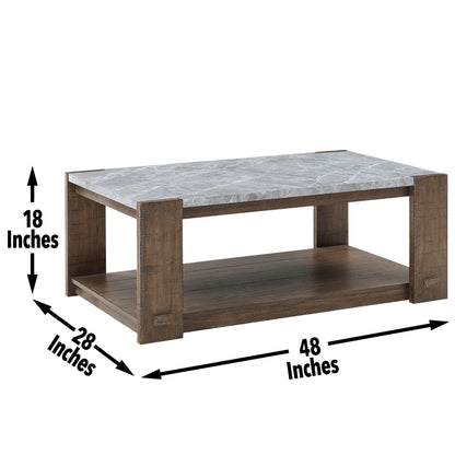 Libby - Sintered Stone Coffee Table With Casters - Brown