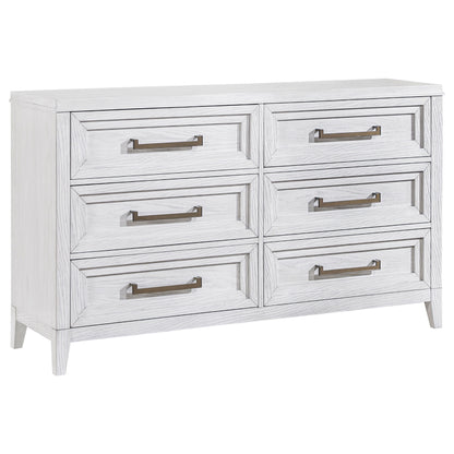 Marielle - 6-Drawer Bedroom Dresser - Distressed White