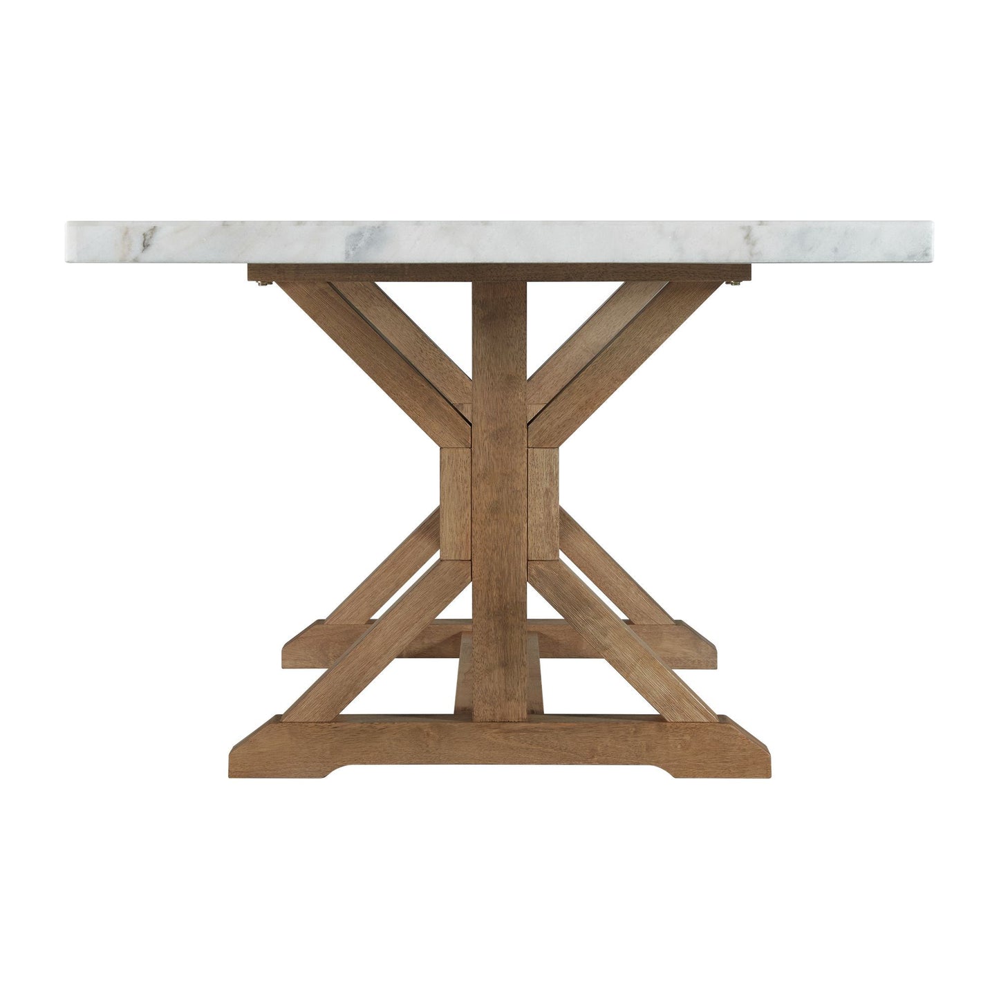 Lakeview - Mesa de comedor rectangular de altura estándar de mármol blanco
