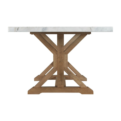 Lakeview - Mesa de comedor rectangular de altura estándar de mármol blanco