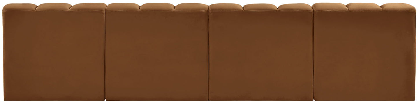 Arc - Velvet 4 Pieces Modular Sofa - Saddle