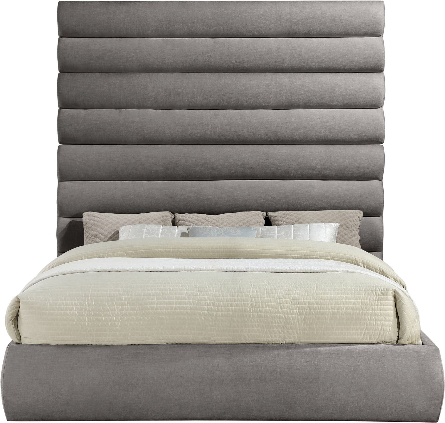 Adam - Chenille Fabric Bed With 89" Headboard