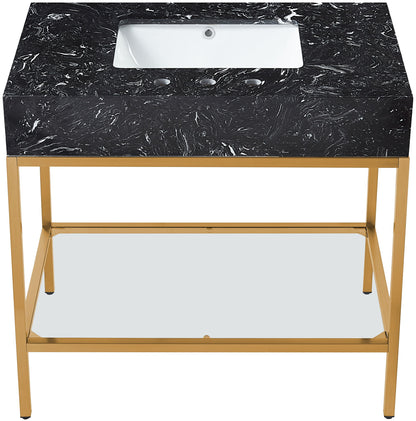 Marmo - Engineered Marble Bathroom Vanity With Gold Base