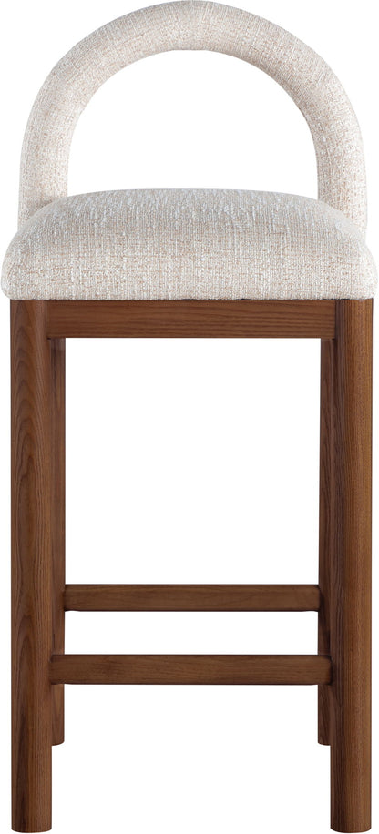 Conrad - Linen Counter Stool With Brown Legs