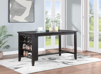 Elliston - Mesa de comedor rectangular con altura de mostrador y estantes de almacenamiento - Gris oscuro