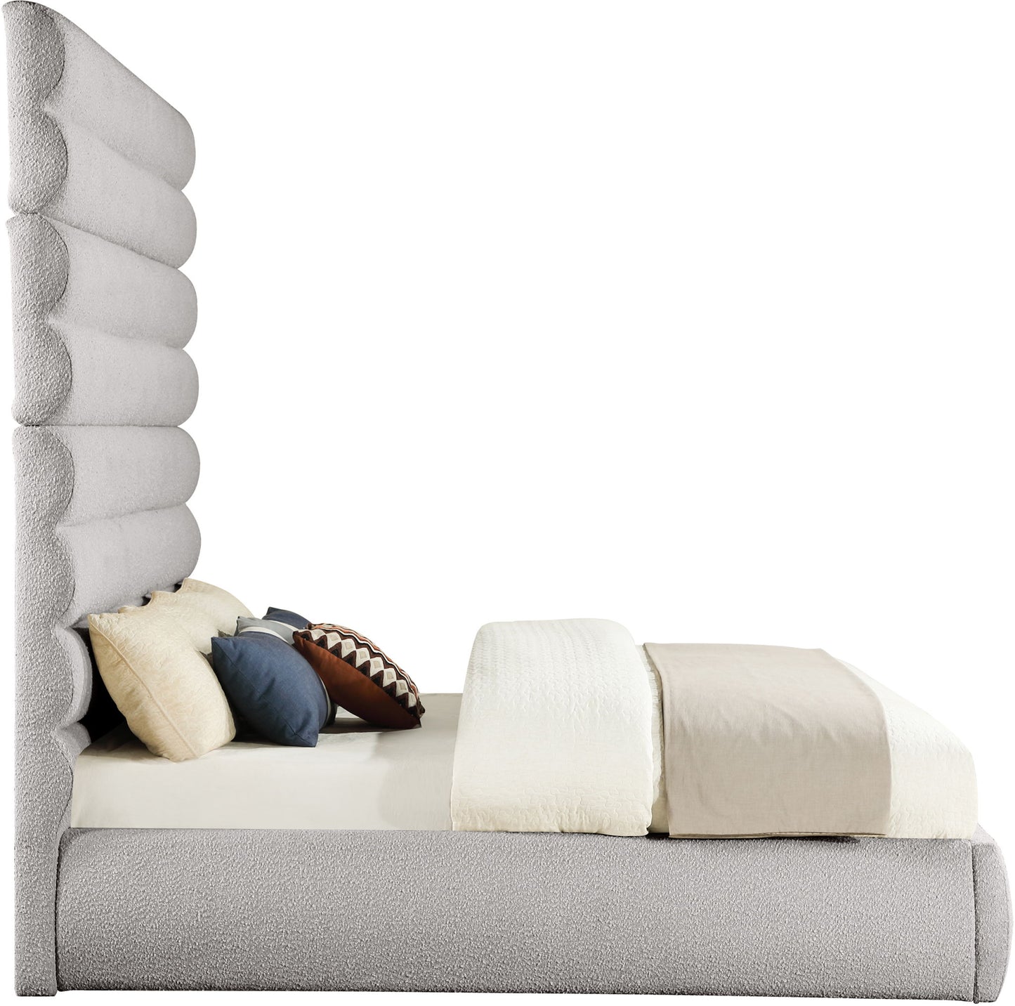 Adam - Boucle Fabric Bed With 89" Headboard