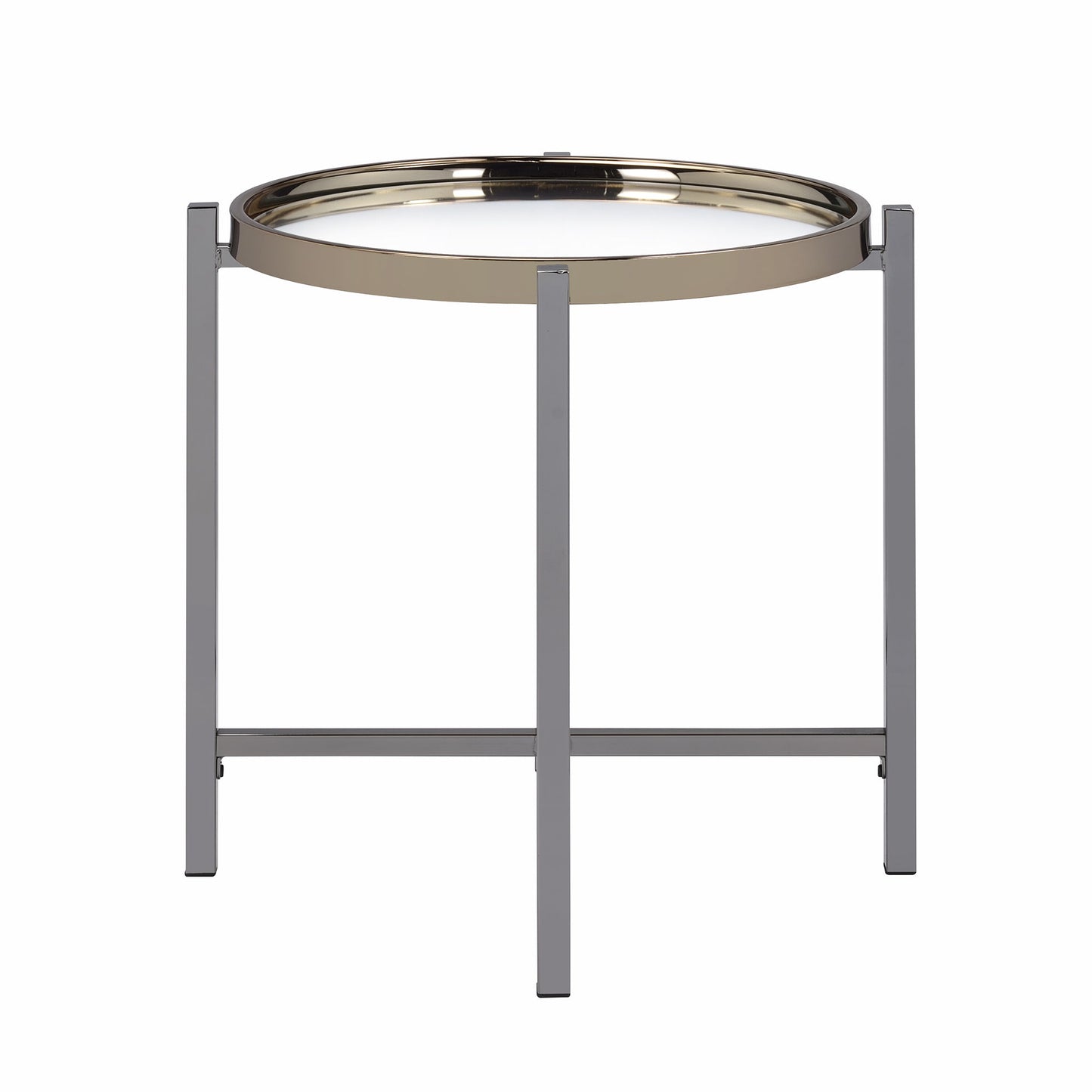 Edith - Round End Table - Dark Nickel