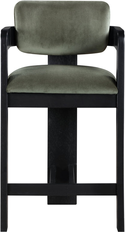 Sacha - Velvet Stool With Black Base
