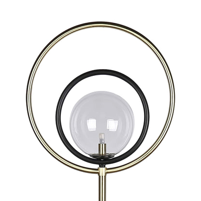 "Eclipse Aura" Metal Floor Lamp - Matte Black / Soft Gold / Clear