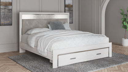 Altyra - Blanco - Cama con almacenaje tapizada King