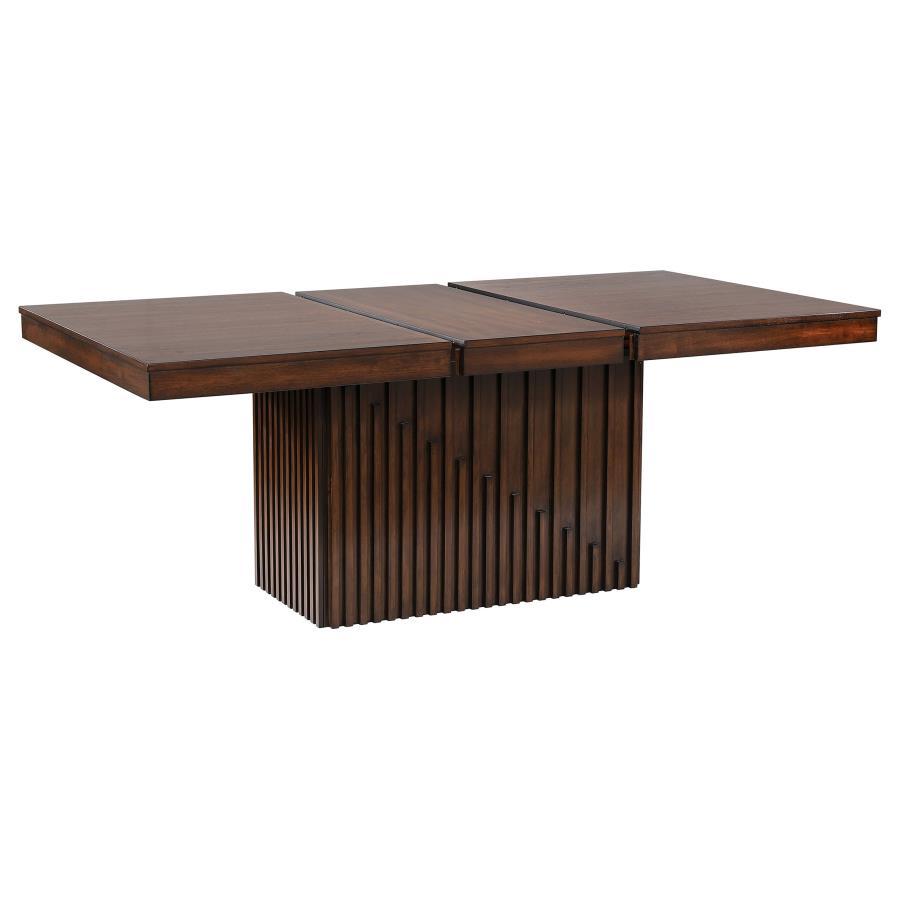 Briarwood - Mesa de comedor rectangular con hoja extensible extraíble de 18" - Roble mango