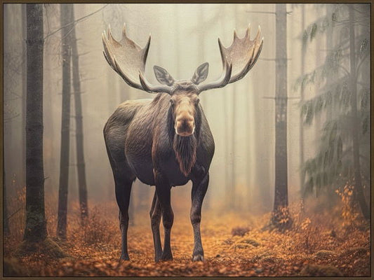 "Majestic Woodland" Hand-Embellished Canvas In Frame - Brown / Autumn / Warm