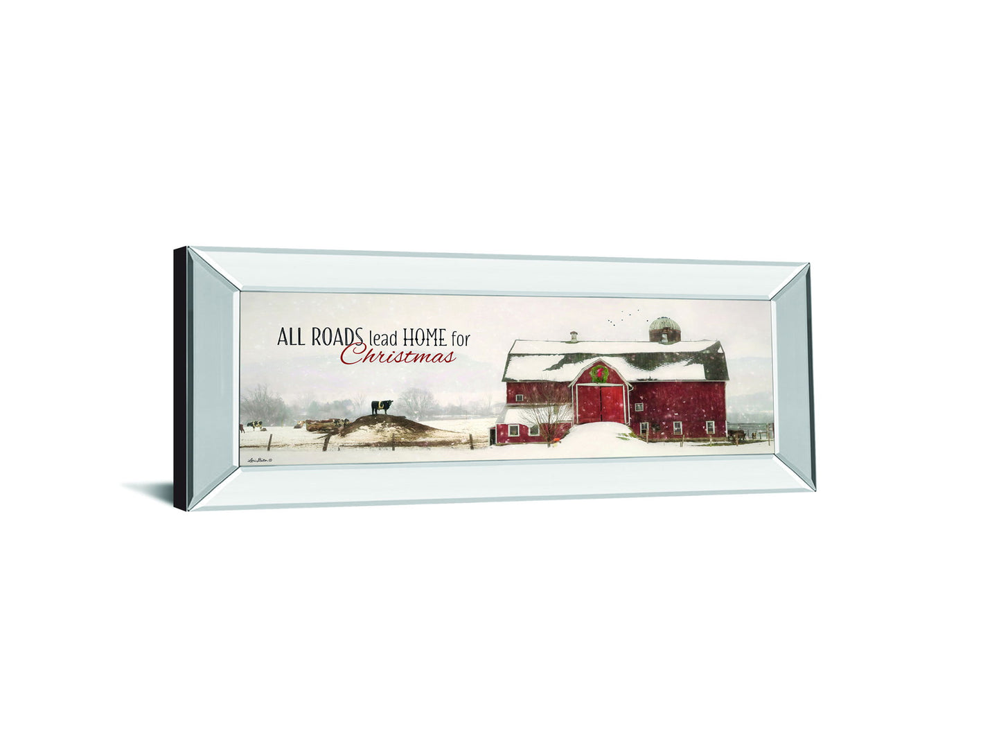 All Roads Lead Home For Christmas By Lori Deiter - Mirror Framed Print Wall Art - Beige