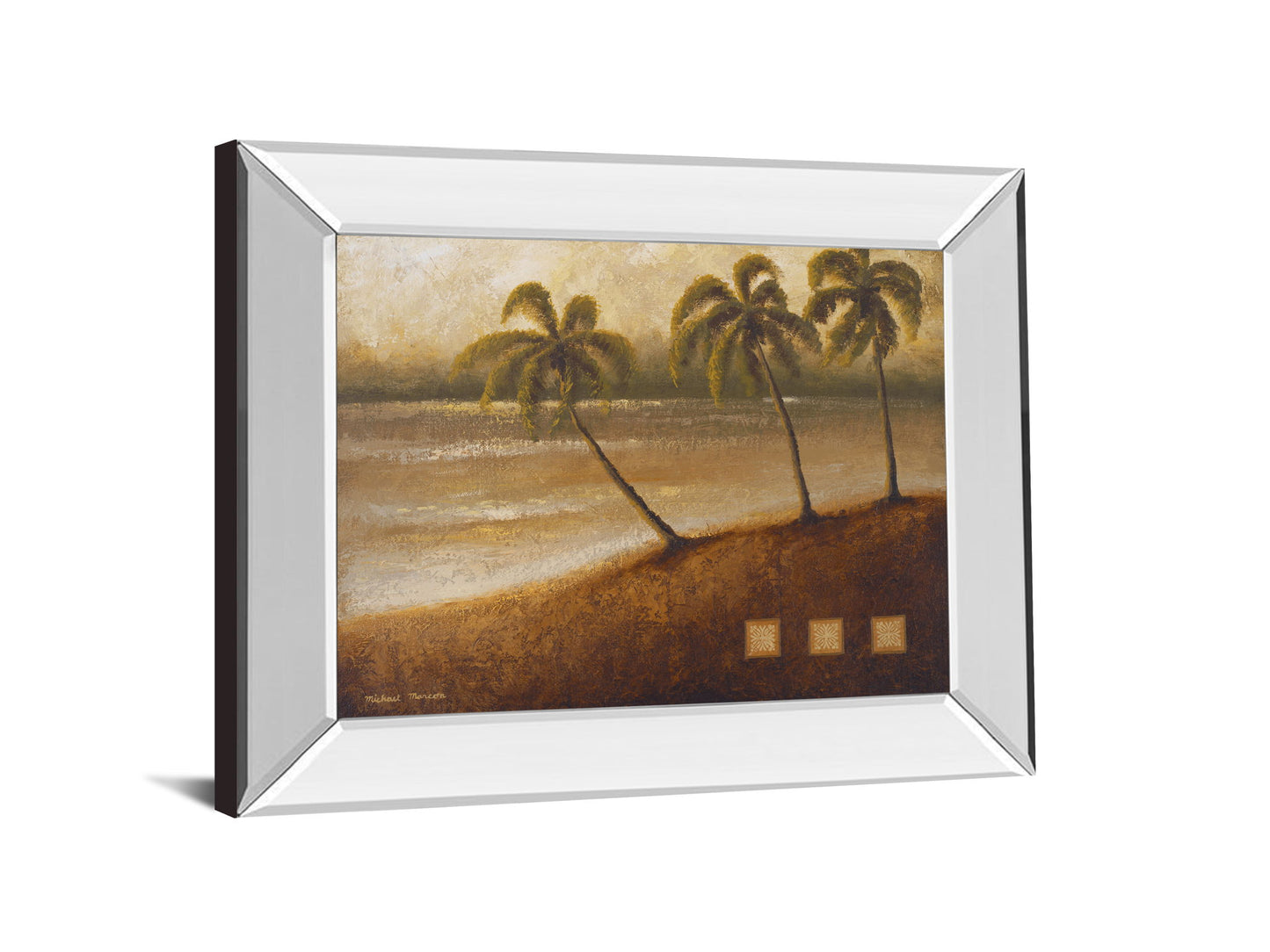 Tropical Escape Il By Michael Marcon - Mirror Framed Print Wall Art - Light Brown