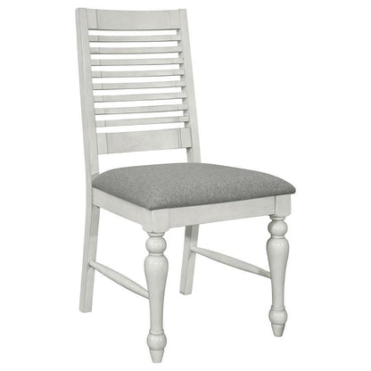 Aventine - Silla auxiliar de comedor con respaldo de escalera y asiento tapizado vintage (juego de 2) - Tiza y gris