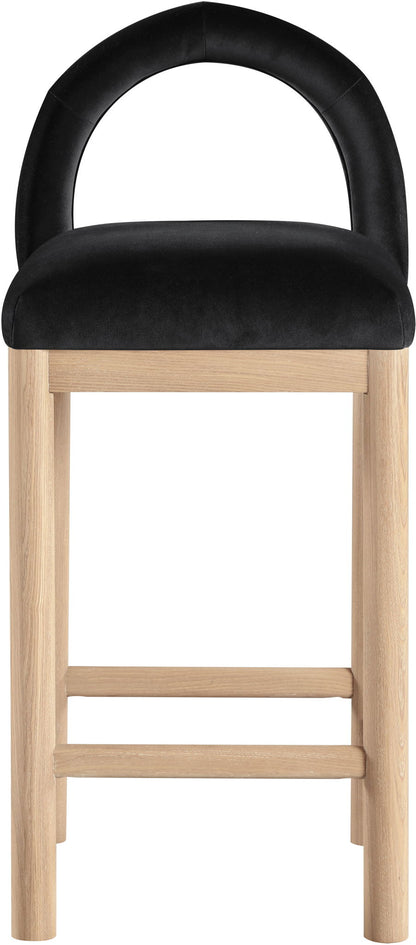 Conrad - Velvet Counter Stool With Natural Legs