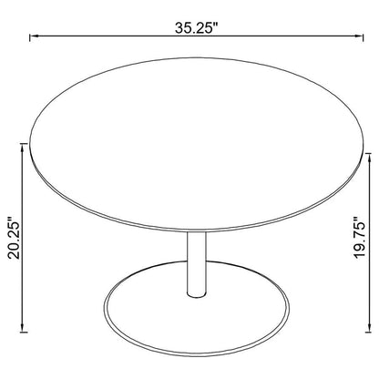 Ganso - Mesa de centro redonda de metal con tapa de cristal templado - Negro