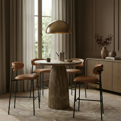 Lupita - Vegan Leather Upholstered Bar Stool With Matte Black Frame (Set of 2)