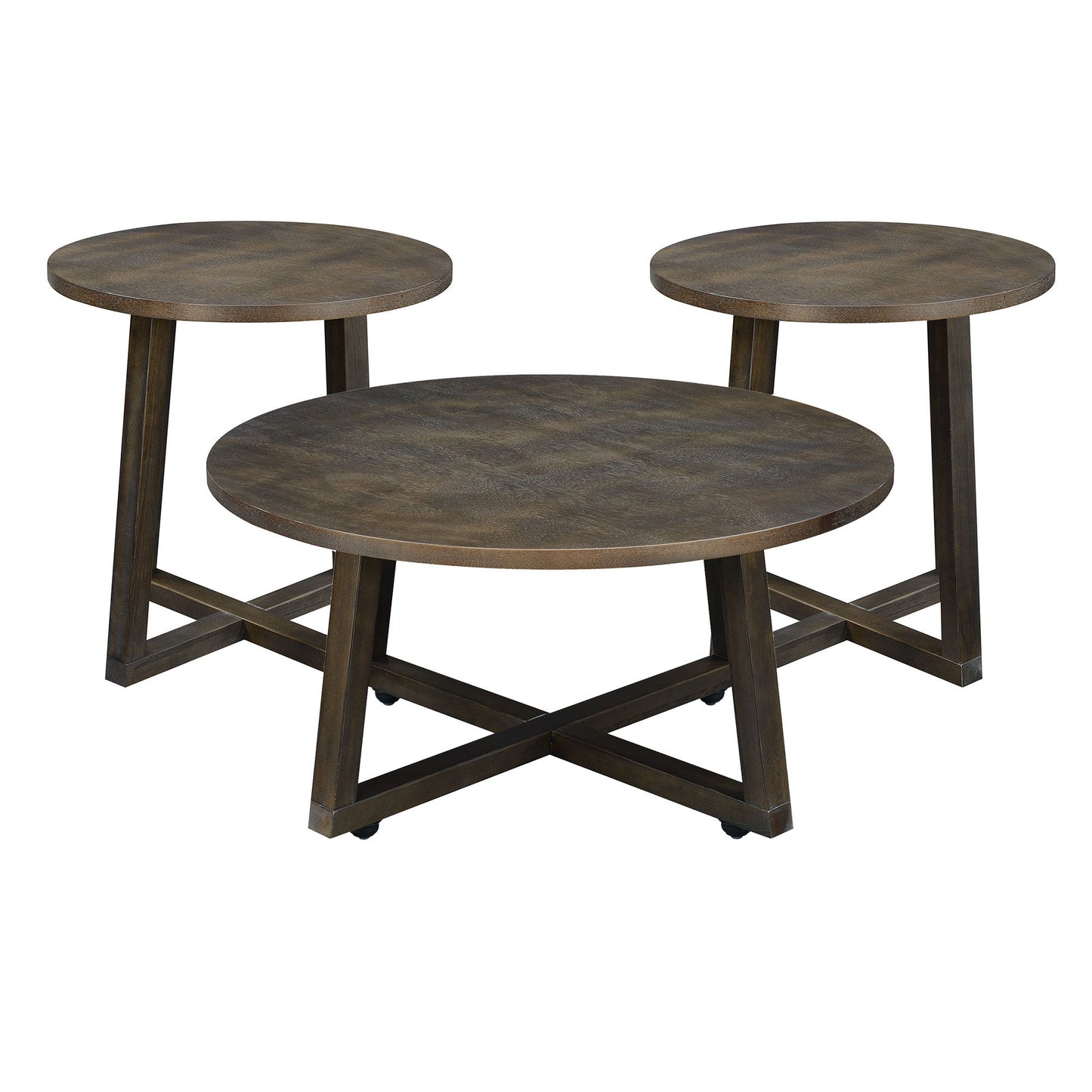 Industrial - Juego de mesa auxiliar de 3 piezas - Marrón