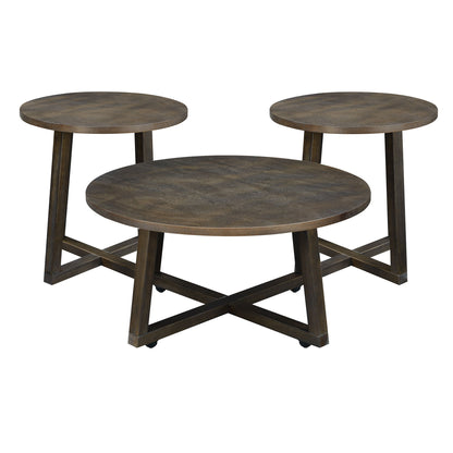 Industrial - Juego de mesa auxiliar de 3 piezas - Marrón
