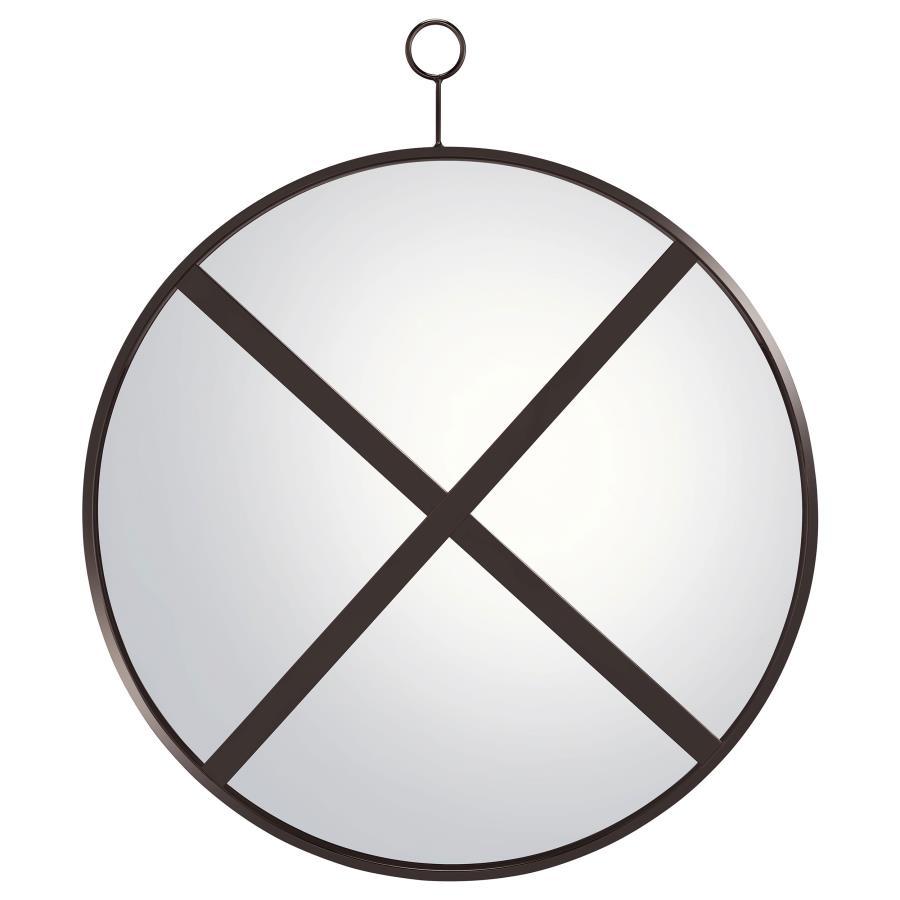 Gwyneth - Espejo de pared redondo - Níquel negro