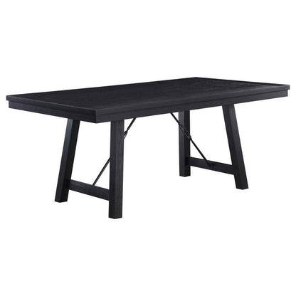 Newport - Mesa de comedor rectangular con caballete - Negro