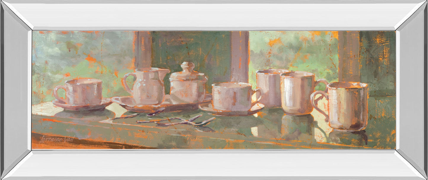 Gathering Il By Lorraine Vail - Mirror Framed Print Wall Art - Light Brown