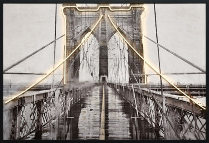 "Luminous Crossing" Hand-Embellished LED In Frame - Black / White