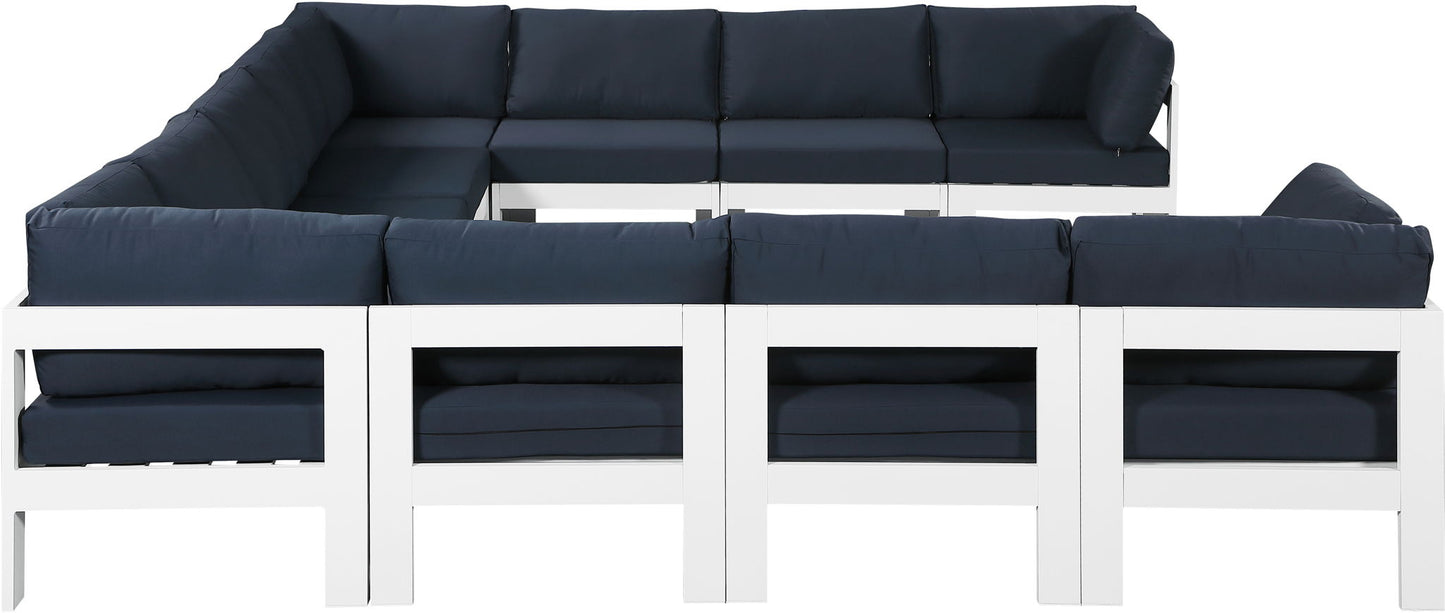 Nizuc - Outdoor Patio 11 Piece Modular Sectional With White Frame