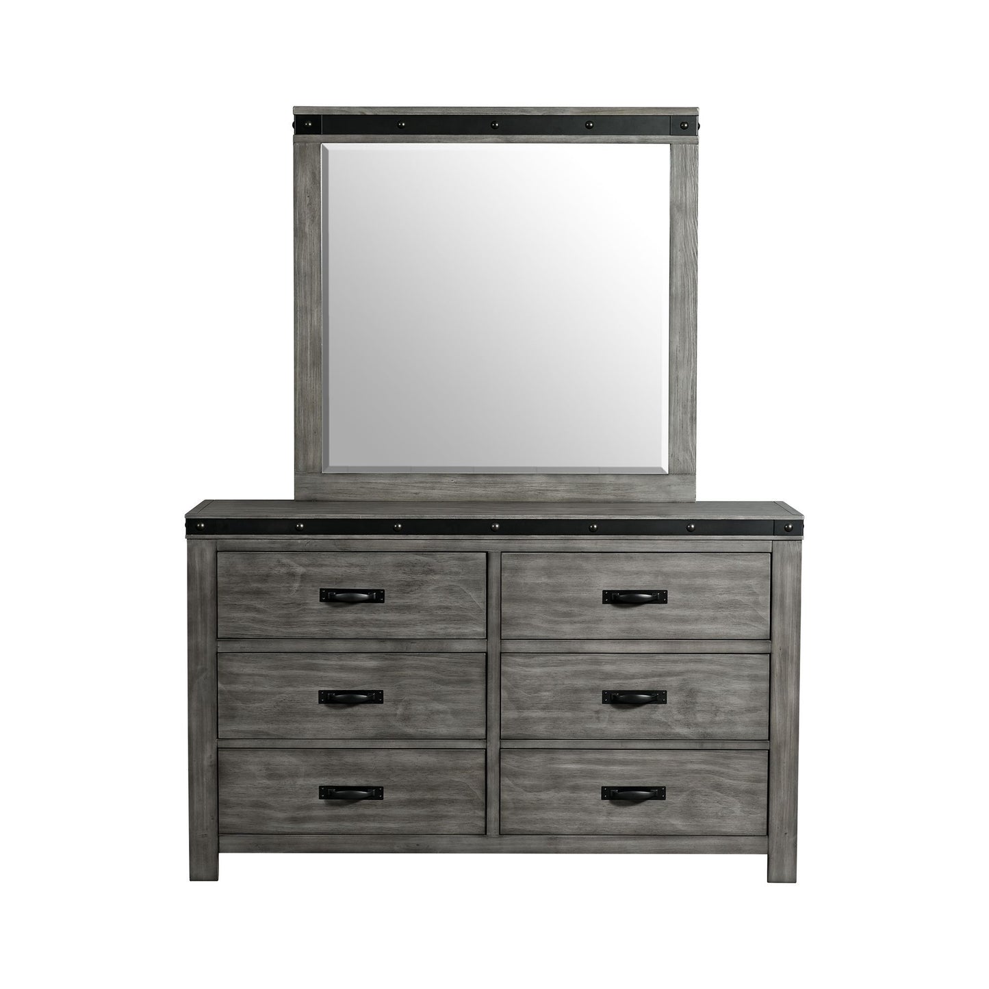 Wade - Youth 6 Drawer Dresser & Mirror Set - Black