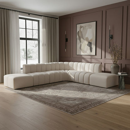 Arc - Boucle Fabric 7 Piece Corner Modular Sofa