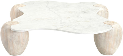 Liona - Marble And Acacia Wood Coffee Table