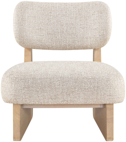Vetra - Linen Textured Fabric Upholstered Accent Chair With Natural Base