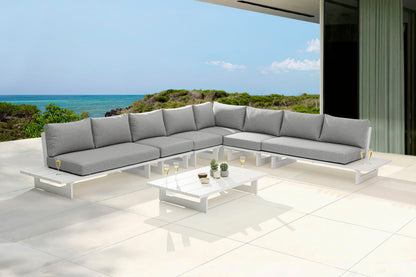 Maldives - 6 Piece Water Resistant Outdoor Patio Modular Sectional With White Base