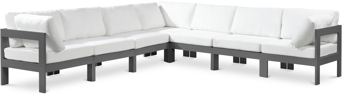 Nizuc - Outdoor Patio 7 Piece Modular Sectional With Gray Frame