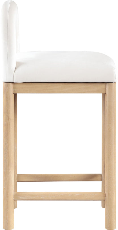 Conrad - Velvet Counter Stool With Natural Legs