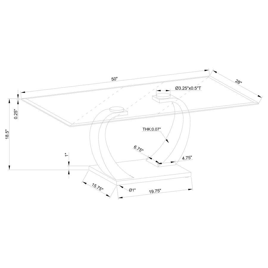 Pruitt - Mesa de centro con tapa de cristal - Transparente y satinado