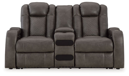 Fyne-dyme - Power Reclining Loveseat With Console/Adj Hdrst