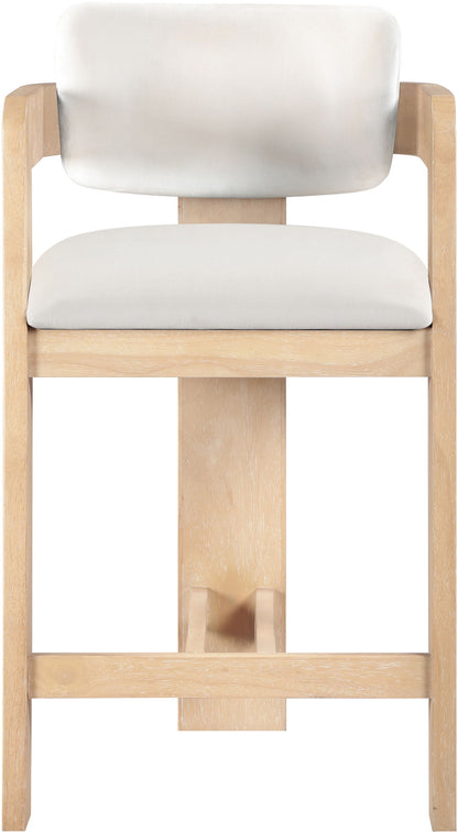 Sacha - Velvet Stool With Natural Base