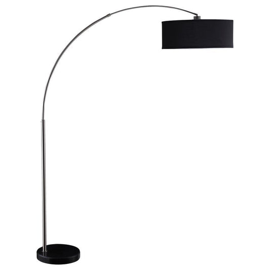 Kawke - Arched Drum Shade Metal Floor Lamp - Black