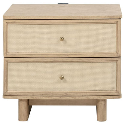 Kailani - 2-Drawer Nightstand Bedside Table - Beige Oak