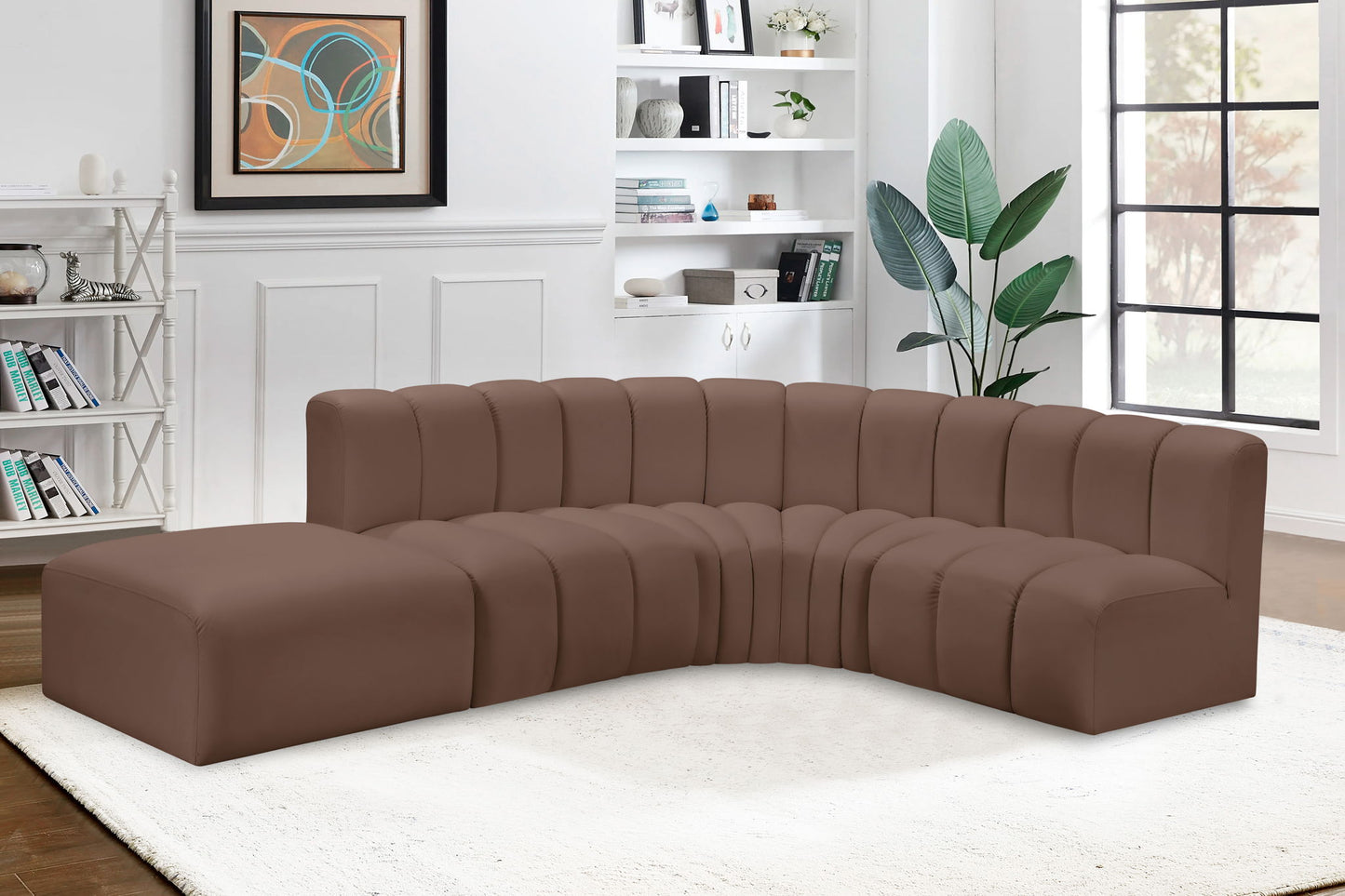 Arc - Faux Leather 5 Piece Corner Modular Sofa