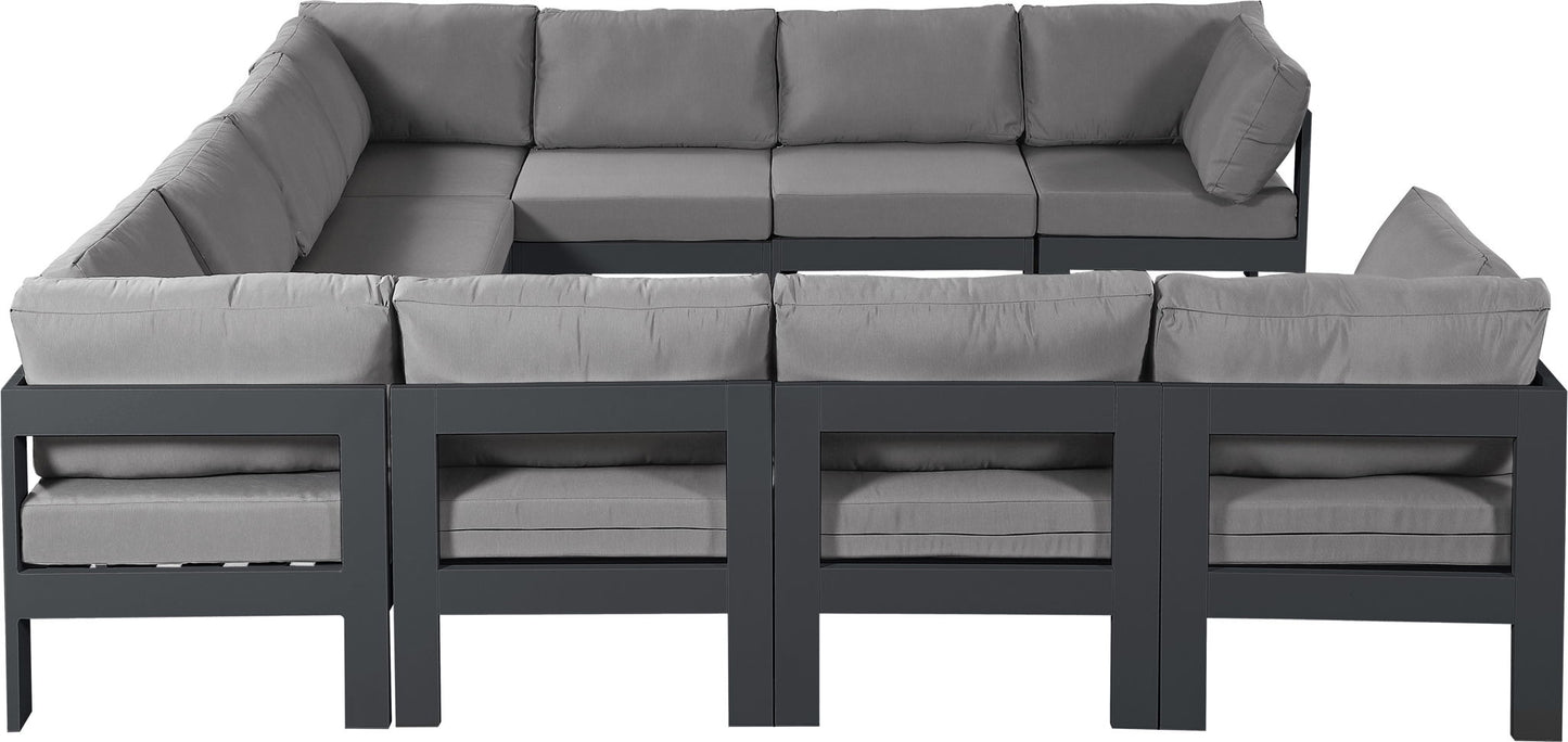 Nizuc - Outdoor Patio 10 Piece Modular Sectional With Gray Frame