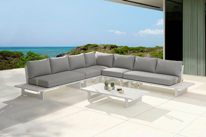 Maldives - 5 Piece Water Resistant Outdoor Patio Modular Sectional With White Base