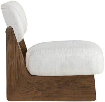 Vetra - Linen Textured Fabric Upholstered Accent Chair With Brown Base