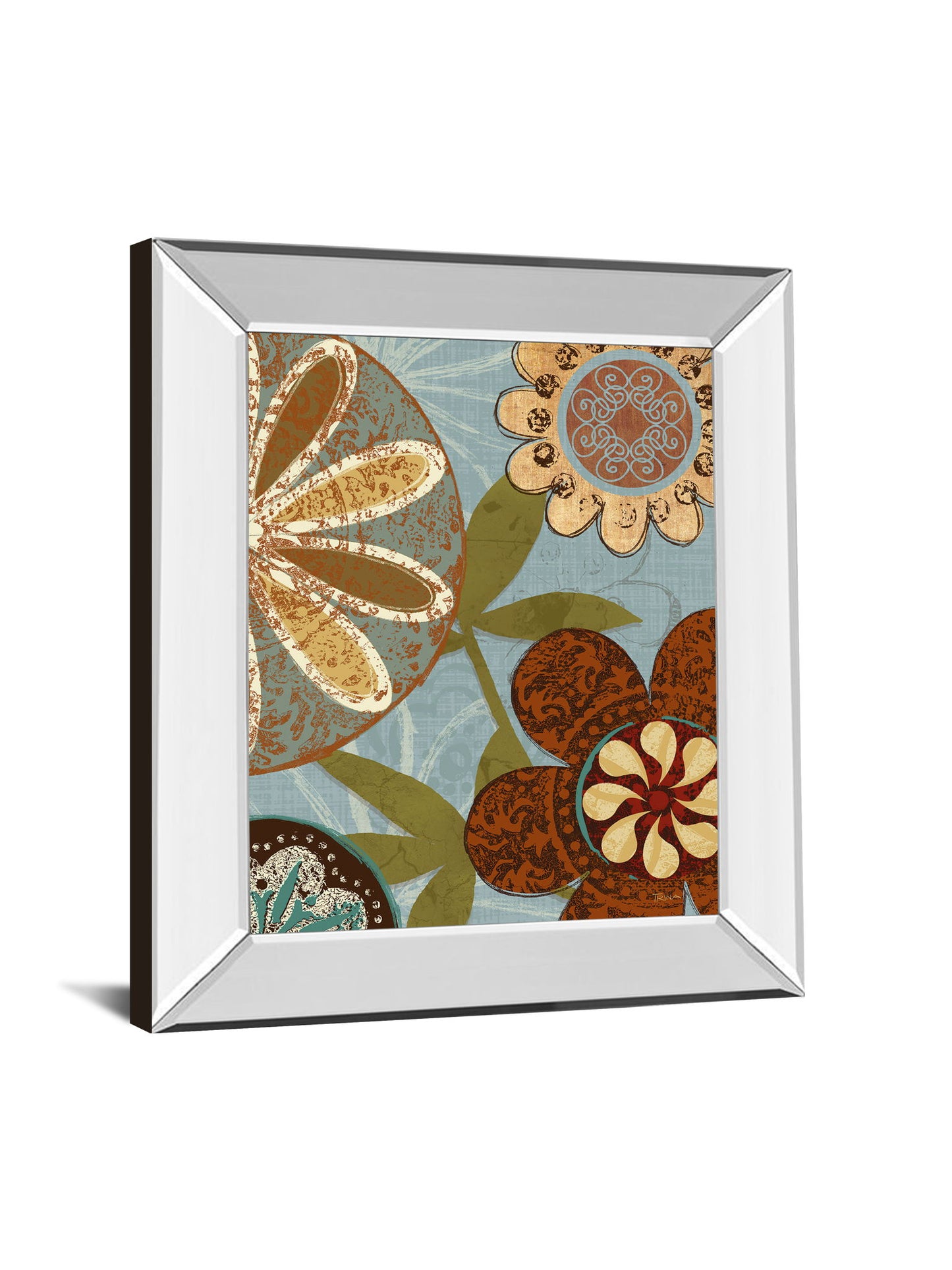 Persian Garden Il By Katrina Craven - Mirror Framed Print Wall Art - Light Brown