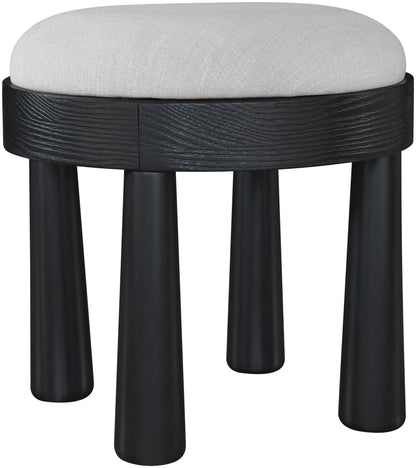 Larea - Linen Textured Fabric Ottoman - Black Base