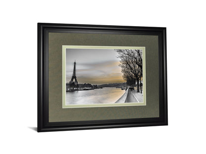 River Seine And The Eiffel Tower By Assaf Frank - Framed Print Wall Art - Gray
