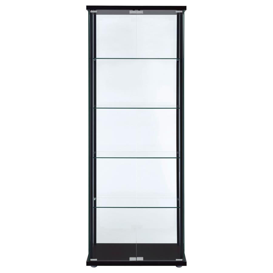 Delphinium - 5-Shelf Clear Glass Curio Display Cabinet - Black